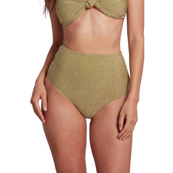 NEW SAUIPE claire high waist bikini bottom lurex in green - Picture 1 of 3